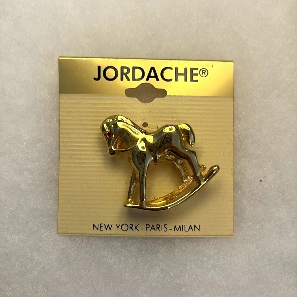 Jordache Gold Tone Rocking Horse Brooch